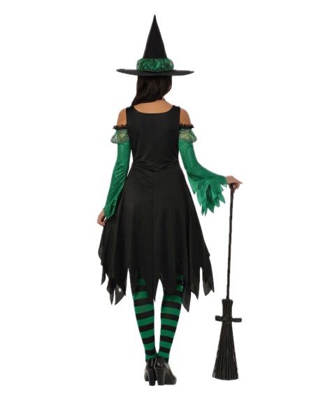Fantasia de Bruxa Verde Esmeralda Nova | Fantasias para Adultos O Rei do Carnaval